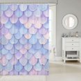 thumbnail image 2 of Manfei Dreamy Fish Scale Shower Curtain 72Wx72L, Fish Mermaid Tail Bathroom Curtain, Lavender Blue, 2 of 5