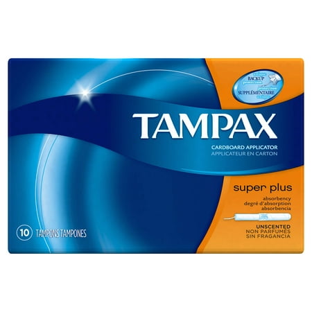 Tampax Cardboard Super Plus Tampons, Unscented, 10