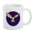 thumbnail image 1 of Barn Owl Flying in Night Sky White Mug, 1 of 4