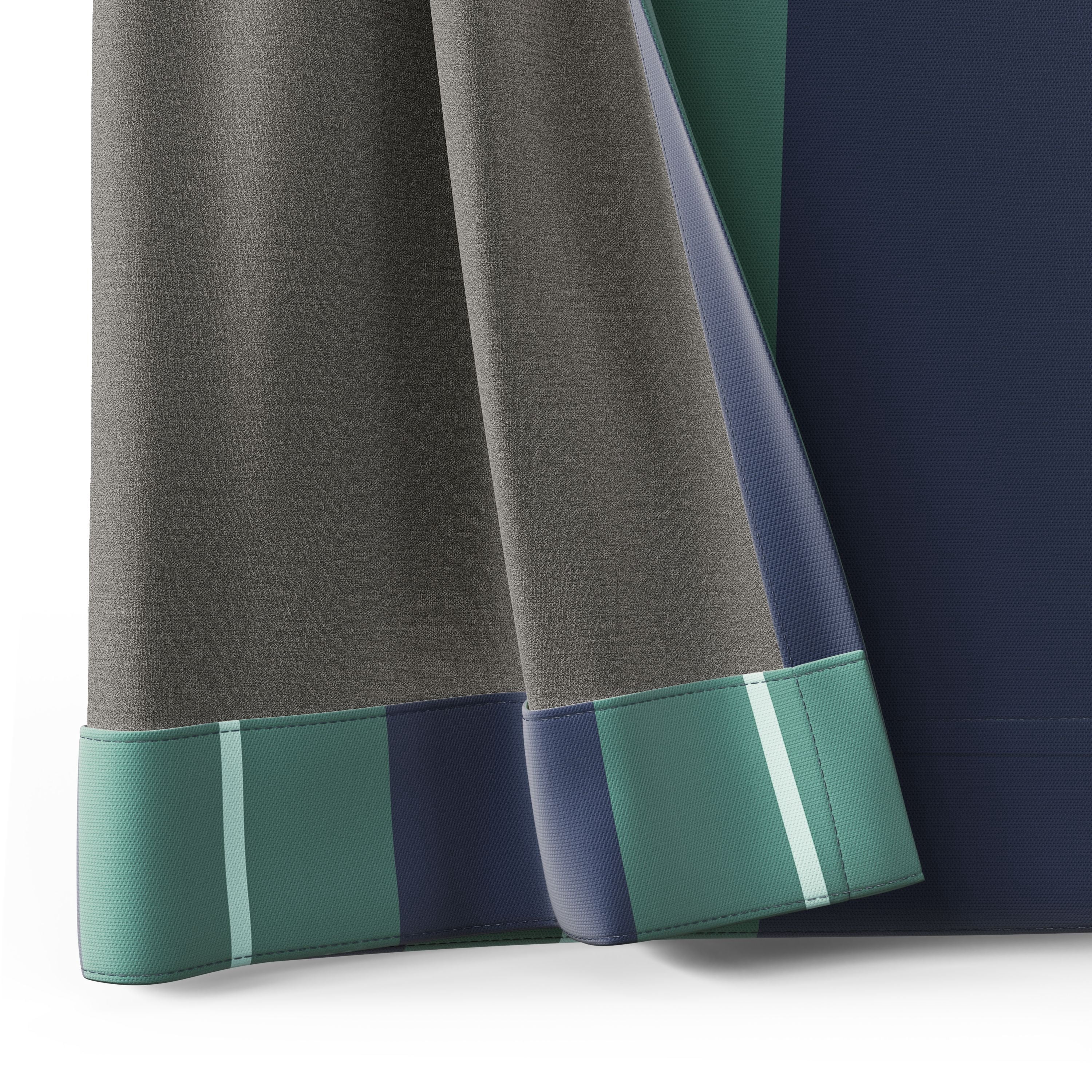 Mainstays Kids Green and Navy Blue Printed Blackout Rod Pocket with Back Tabs Single Curtain Panel, Set of 1, 38" W x 84" L