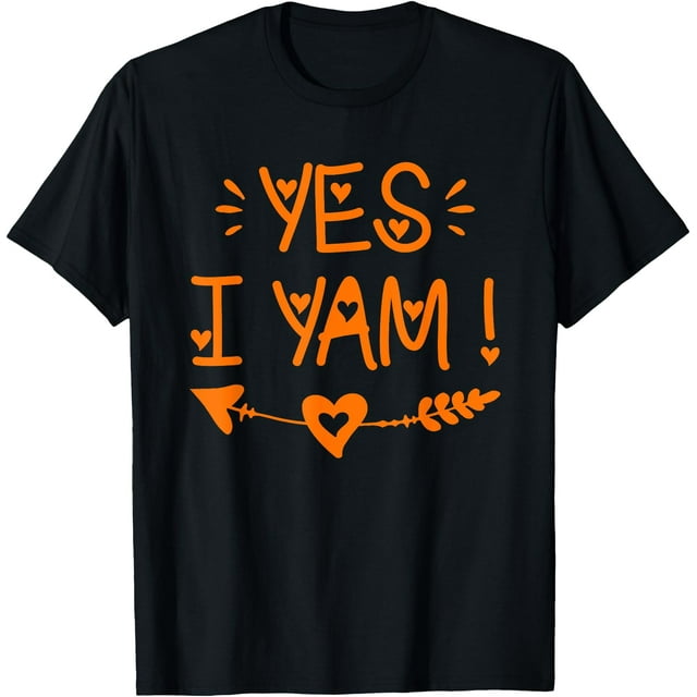Thanksgiving Matching Couples Outfit Sweet Potato Yes I Yam T-Shirt - White -