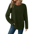 thumbnail image 3 of Long Sleeve Workout Tops for Women Fashion Solid Blouses Long Sleeve Round Neck Casual Fall Trendy Knit Top Clothing Long Sleeve Loose Fit Tops Fashion 2026, 3 of 9