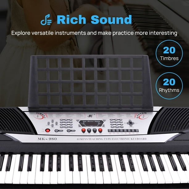 Clavier électronique noir à 61 touches avec écran LCD 37 Piano électrique  numérique musique personnelle débutant EN71 
