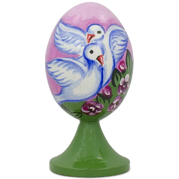 White Doves in Love Wooden Figurine