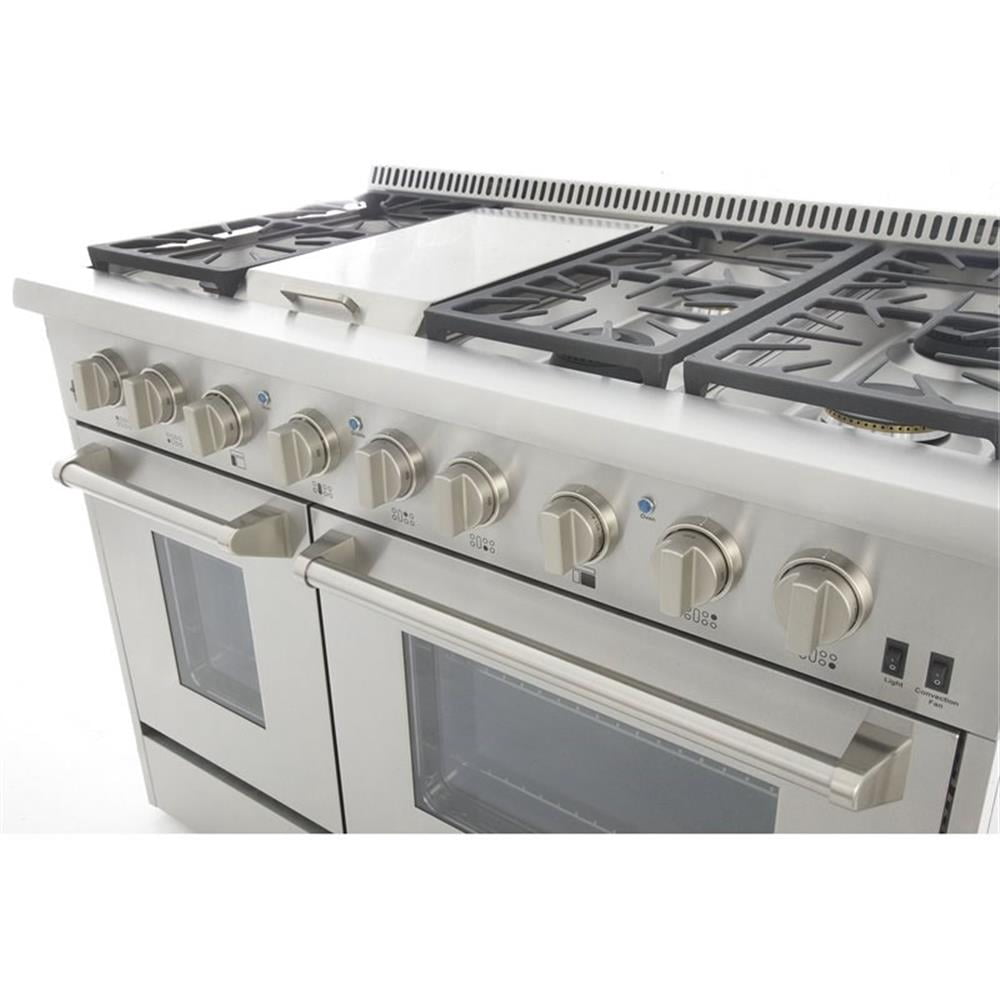 Pemberly Row Stainless Steel Dual Fuel Natural Gas Range in Silver