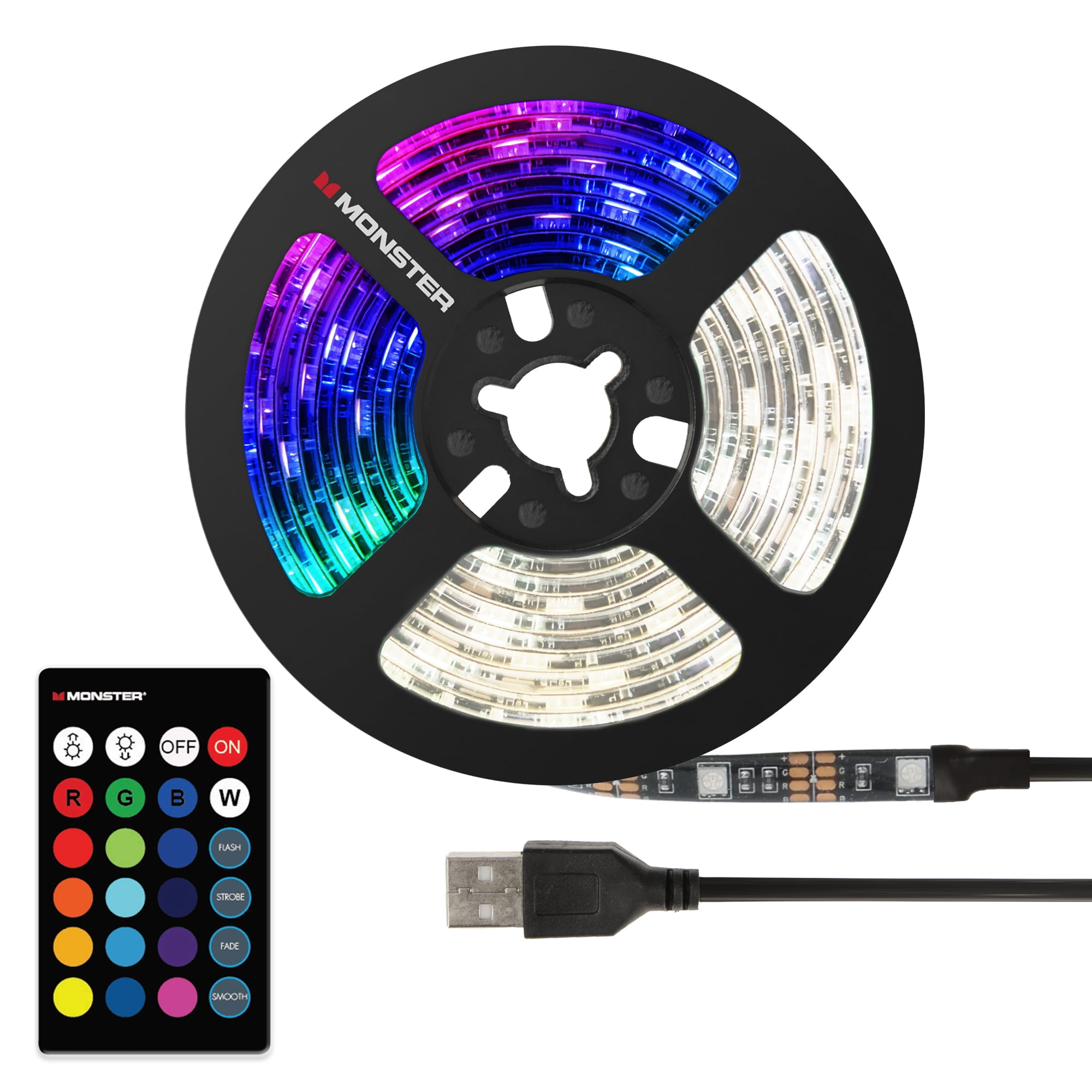 6-Pack Monster 6.5 ft Multi-Color / White Indoor LED Light Strip