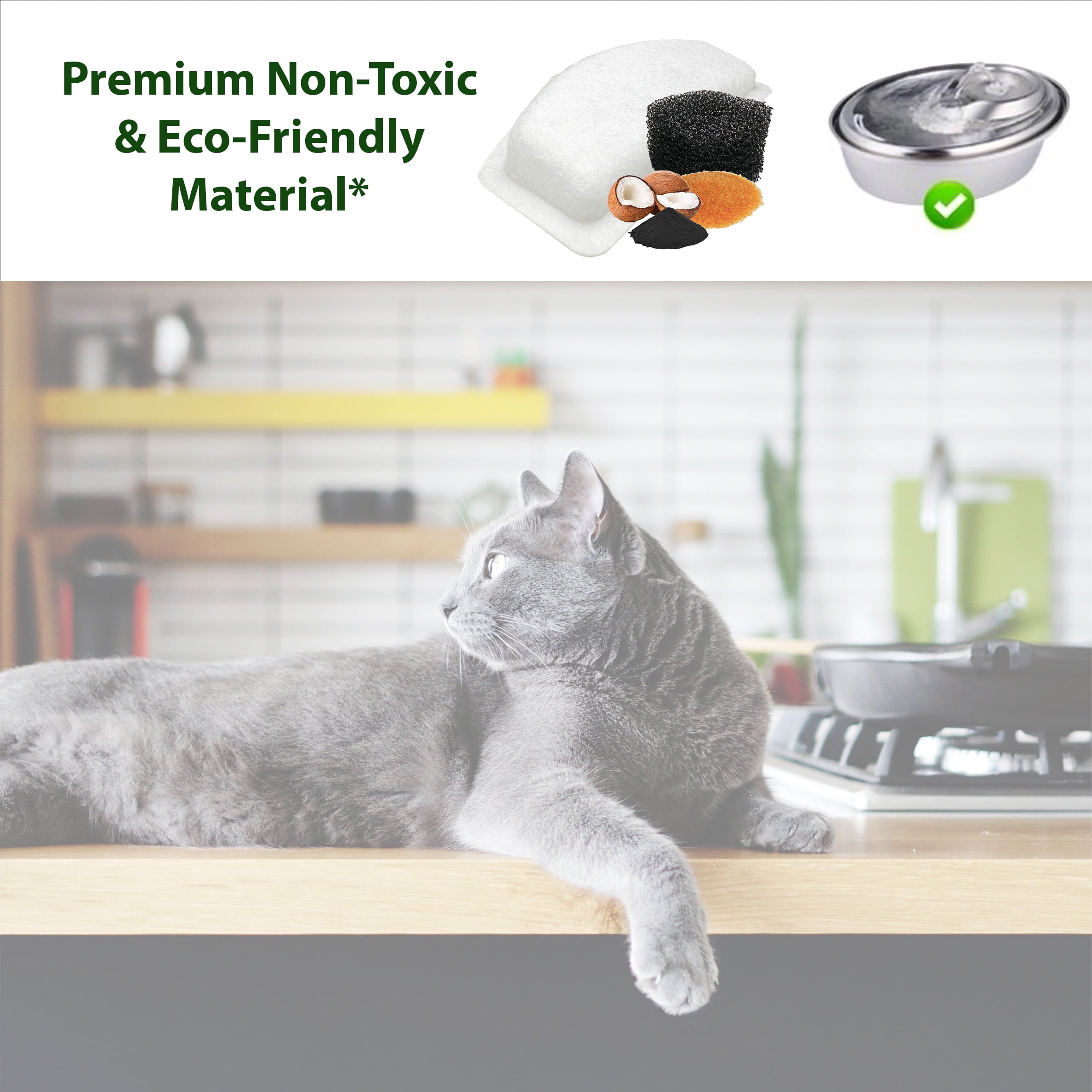 NISPIRA Charcoal Water Filter Replacements for ORSDA D30 67oz/2L Stainless Steal Pet Water Fountain, 24 Pack
