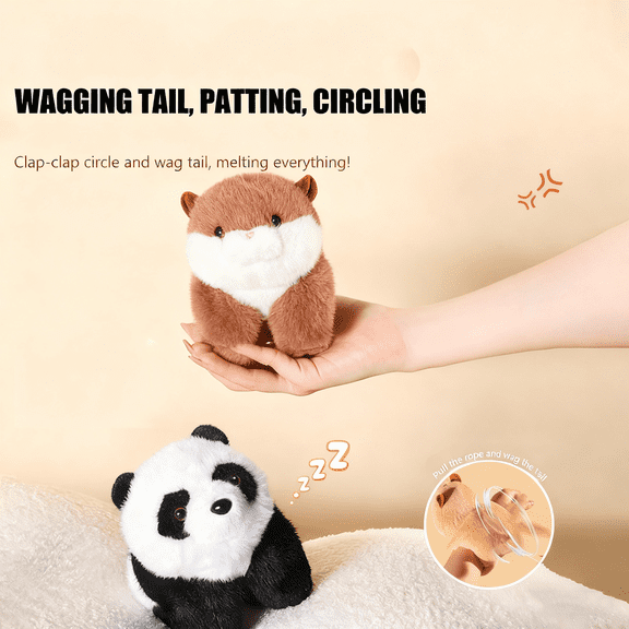 Wagging Tail & Clapping Hands Capybara Plush Toy, Ugly Cute Kawaii Stuffed Animal, Interactive Animated Plush Gift for Kids Adults (1*Toy)