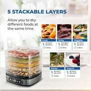 Rosewill Essential Food Dehydrator, 5 Stackable Trays with Adjustable 48H Timer and Temperature Control - Electric Food Preserver for Jerky, Fruits, Veggies, Meat & Dog Treats, Large capacity