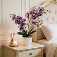 thumbnail image 7 of FEOLGEHLY Realistic Artificial Orchid Potted Plant, Fake Phalaenopsis Bonsai, Home Office Dining Tables Centerpiece Decor, Silicone Petal No Maintenance Easy Care Durable, Holiday Gift (Purple), 7 of 7