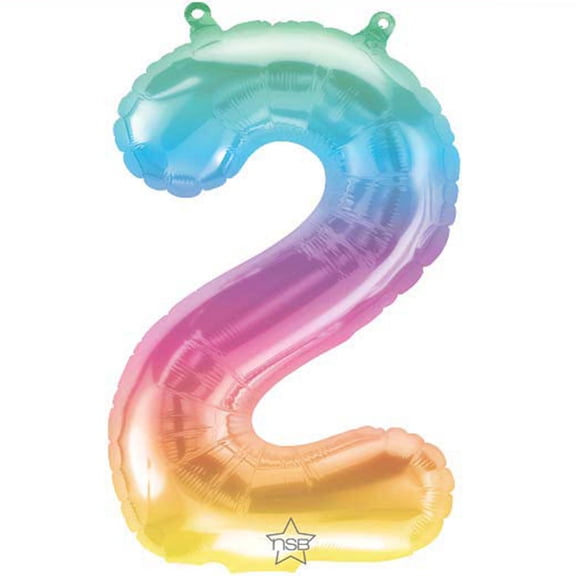 16 inch Number 2 - Jelli Ombre (Air-Fill Only) Northstar Foil Mylar Balloon - Party Supplies Decorations