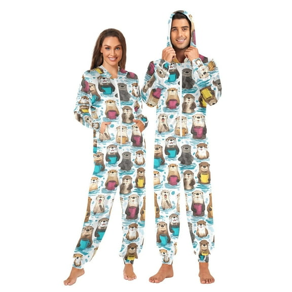 joogoo Guinea Pig in Water Unisex Adults Onesies Pajamas Jumpsuits L