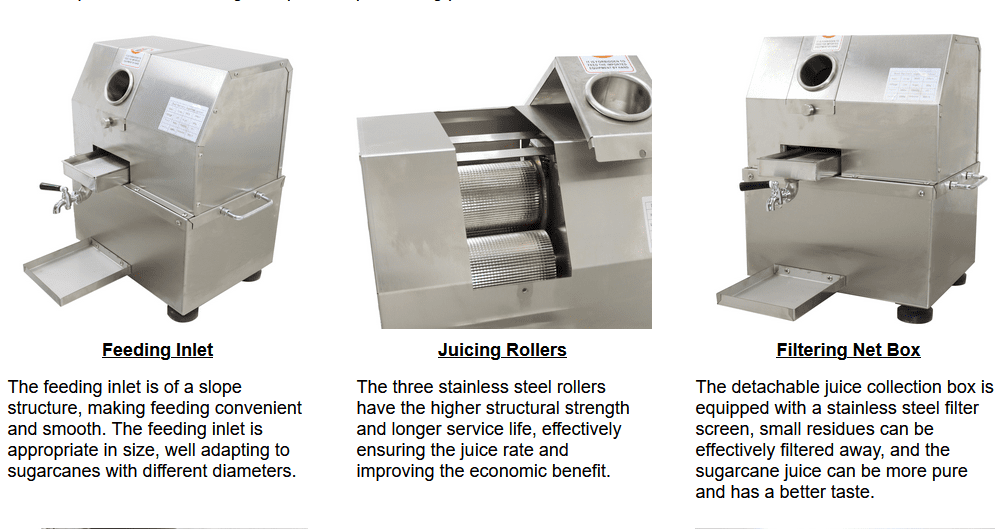 3-Roller Sugarcane Juicer Extractor Electric Desktop Stainless Steel 110V