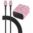 thumbnail image 1 of wonima11 Bling USB C Wall Charger, 20W PD QC Dual Port Fast Adapter with 3.2FT Type-C Charging Cable Compatible for iPhone 17 16 15 Pro Max iPad Android S23/S22/S21/ Plus/Ultra/S10/Note 20/10 (Pink), 1 of 1