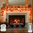 thumbnail image 4 of 2pack Fall Garland with Lights Battery Operated, 10 LED Lighted Orange Fall Leaf Garland, Fairy String Lights for Thanksgiving Decor, Table, Mantle, Office, Porch, Halloween, Home Decoration,Orange, 4 of 9