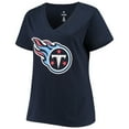 thumbnail image 2 of Women's Derrick Henry Navy Tennessee Titans Plus Size Fair Catch Name & Number V-Neck T-Shirt, 2 of 3