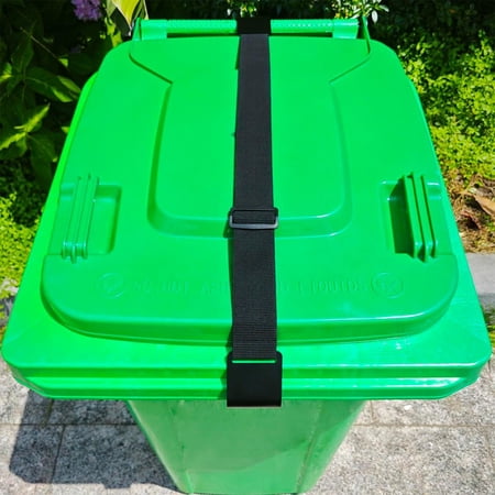 1PC Metal & Rubber Double-Claw Trash Can Bin Lid Lock Straps for Animals Outdoor Raccoon Garbage Can Bin Lid Locks Bungee Cord for 28-96 Gallons Black Hooks - Patented Pending