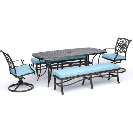 dining cushioned swivel hanover traditions rockers benches patio cast piece table