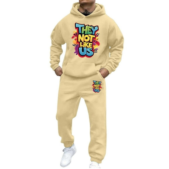 CONZONE Mens 2 Piece Sweatsuits Casual Men's Jogging Tracksuit Set Letter Graphic Pullover Hoodie Pants Sweat Suit for Men Cozy Fall Winter Athletic Track Suit Outfits