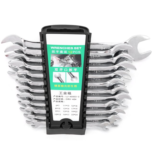 12pcs Professional Steel Wrench Set Spanner Repairing Hand Tools with Wrench Holder