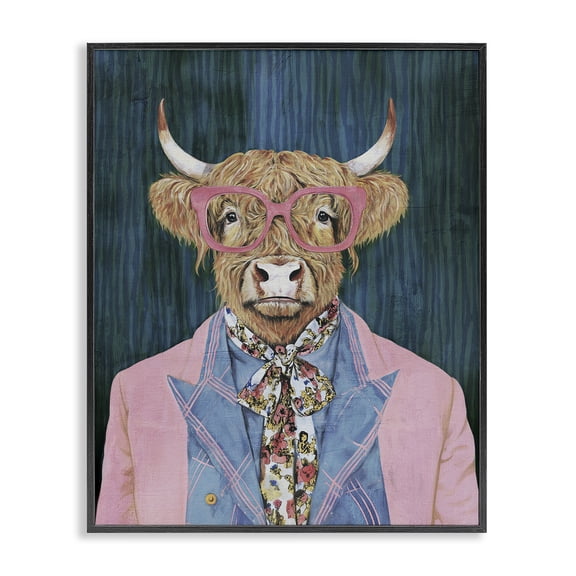 Stupell Industries Eclectic Gentle Bull Portrait Black Framed Giclee Art, 11 x 14, by Svetlana Aleynikova