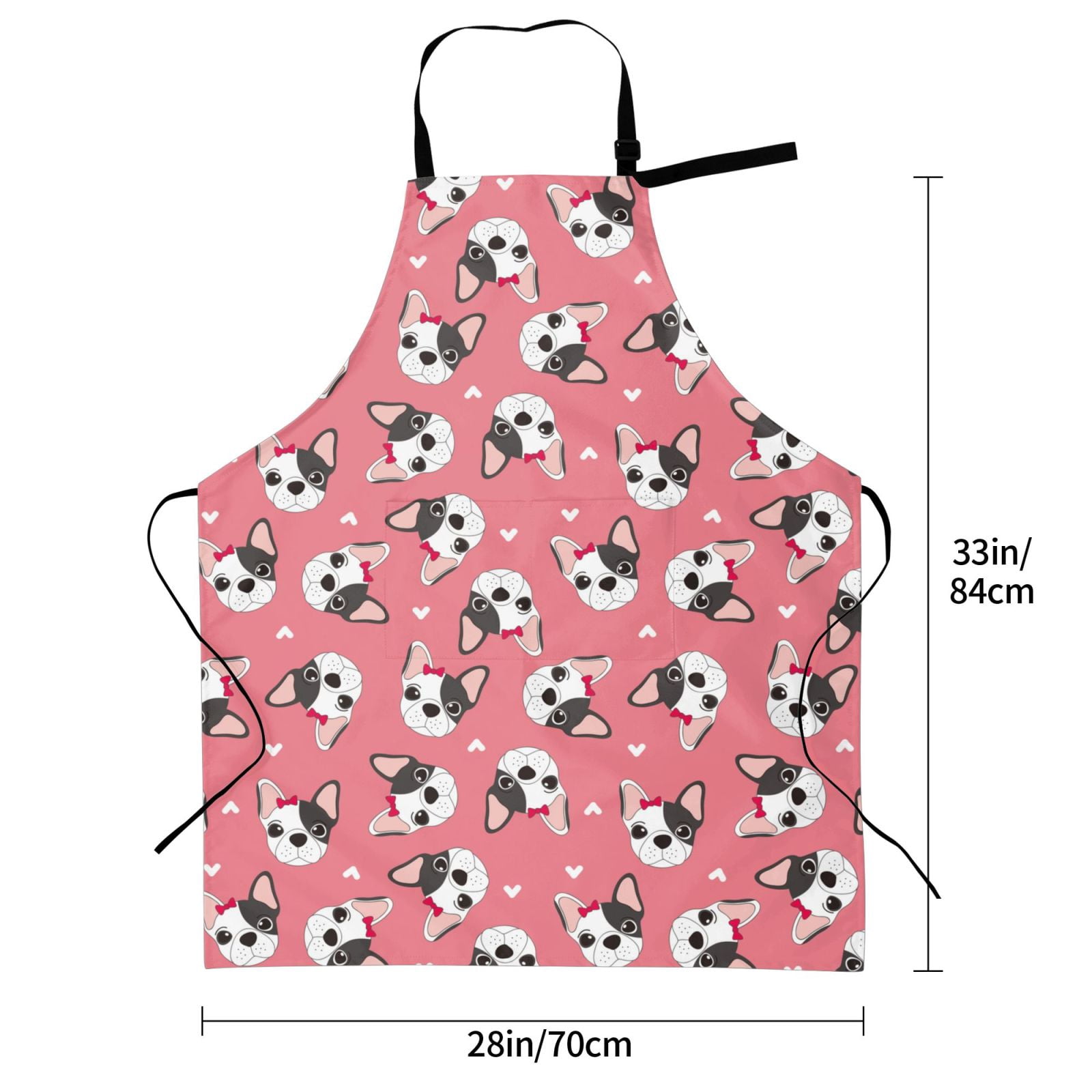 Kdxio French Bulldog Face Apron with Pockets Adjustable Kitchen Aprons for Men Women Waterproof Aprons for Cooking,Drawing,Crafting, Baking Household Cleaning