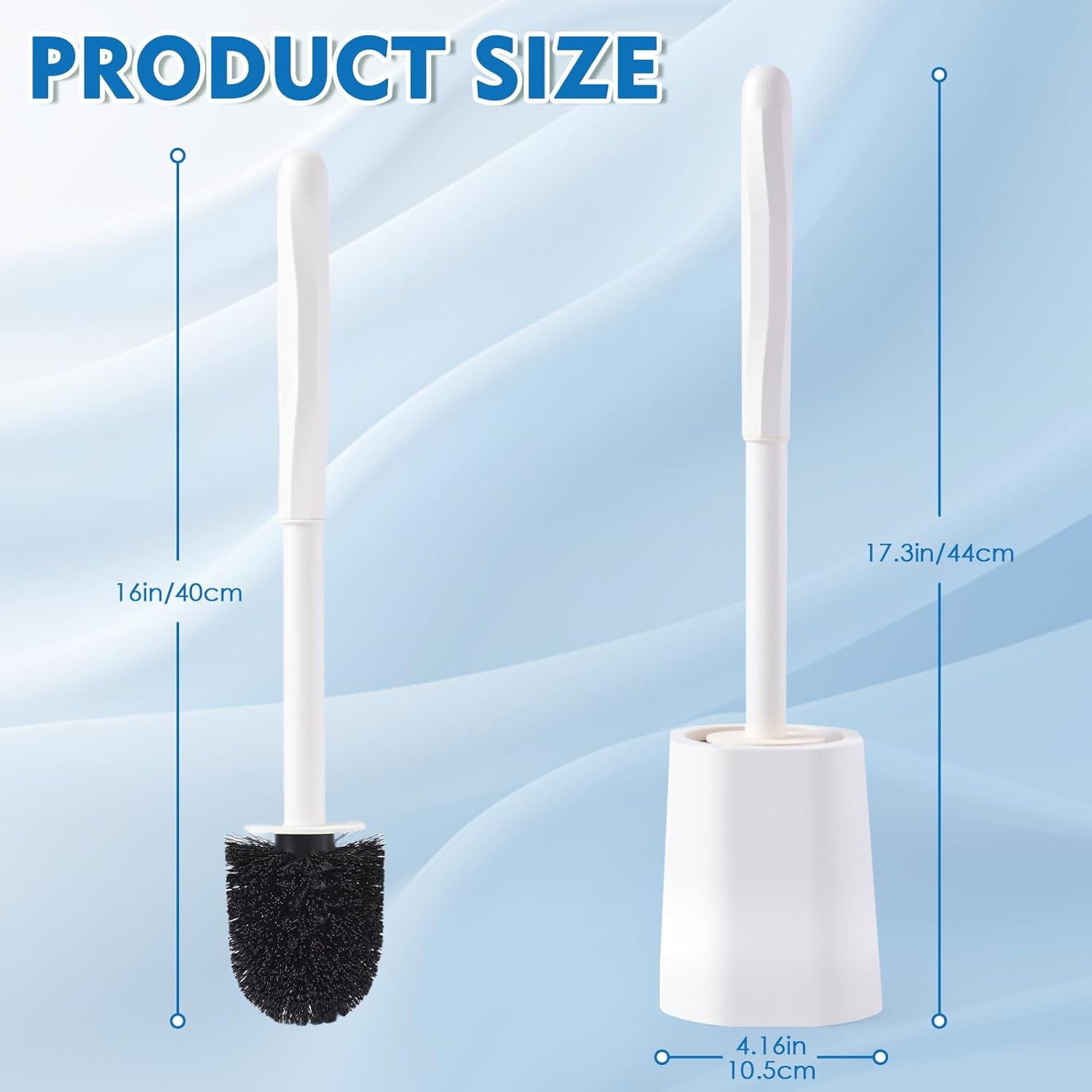 Toilet Brush and Holder Set, Toilet Bowl Brush with Long Handle for Drip-Proof Deep Cleaning with Hidden Scrubber Brush