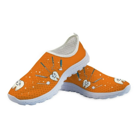 

Plus Size Loafers Women Flat Shoes Summer Ladies Casual Shoes Cute Cartoon Tooth Care Pattern Slip On Flats Mesh Woman Sneakers