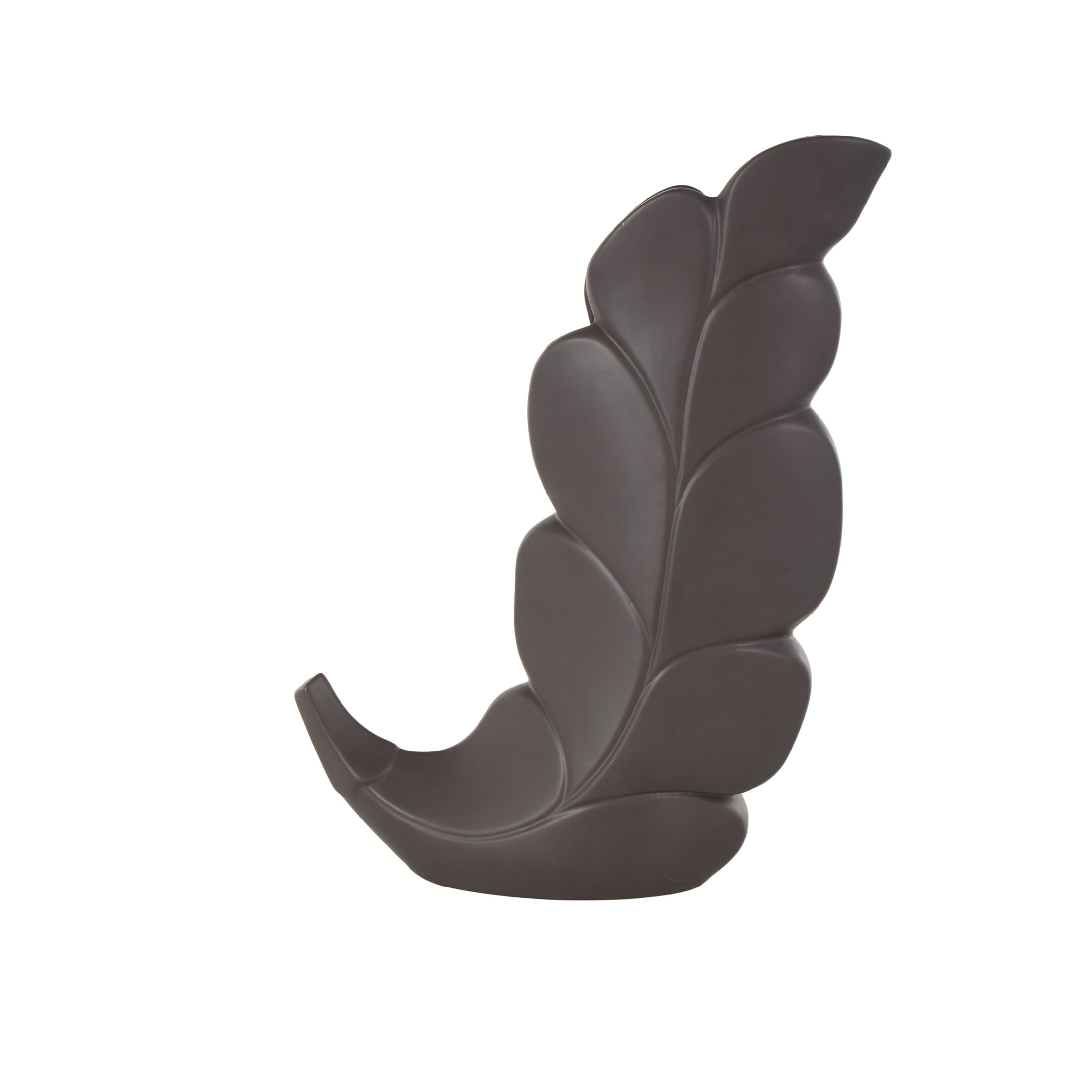 DecMode 19" Leaf Slanted Black Ceramic Vase