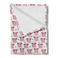 thumbnail image 2 of Piglet Soft Flannel Fleece Throw Blanket, Repetitive of Pigs Polka Dots and Lines, Cozy Plush for Indoor and Outdoor Use, 70" x 90", Grey Pink, by Ambesonne, 2 of 5