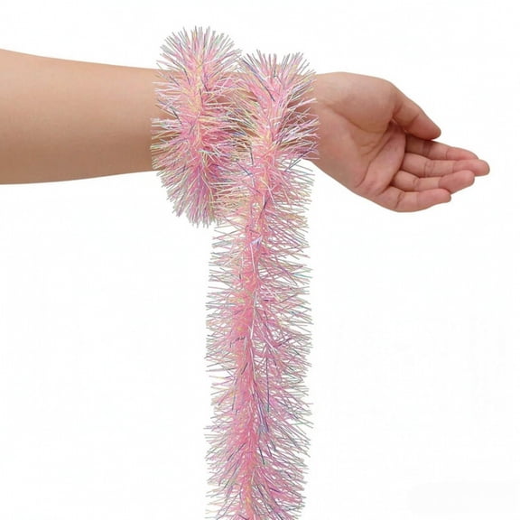 Pink Tinsel Garland Christmas Tree Decor for Wedding Birthday Party Supplies 19.7 Ft