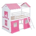 thumbnail image 5 of Harper & Bright Designs Twin Over Twin Bunk Wood House Bed with Elegant Windows Sills and Tent, Twin House Bunk Beds for Bedroom, Pink, 5 of 13