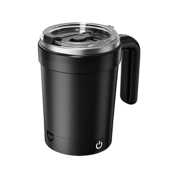 Automatic Magnetic Stirring Coffee Mug, Stainless Steel Automatic Stirring Mug for Coffee, Milk, Cocoa, Portable with Lid and Detachable Base (Black)