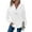 White, variant on ManxiVoo Women's Oversized V-Neck Button Detail Hoodie Long Sleeve Drawstring Casual Knit Sweater L Size Black