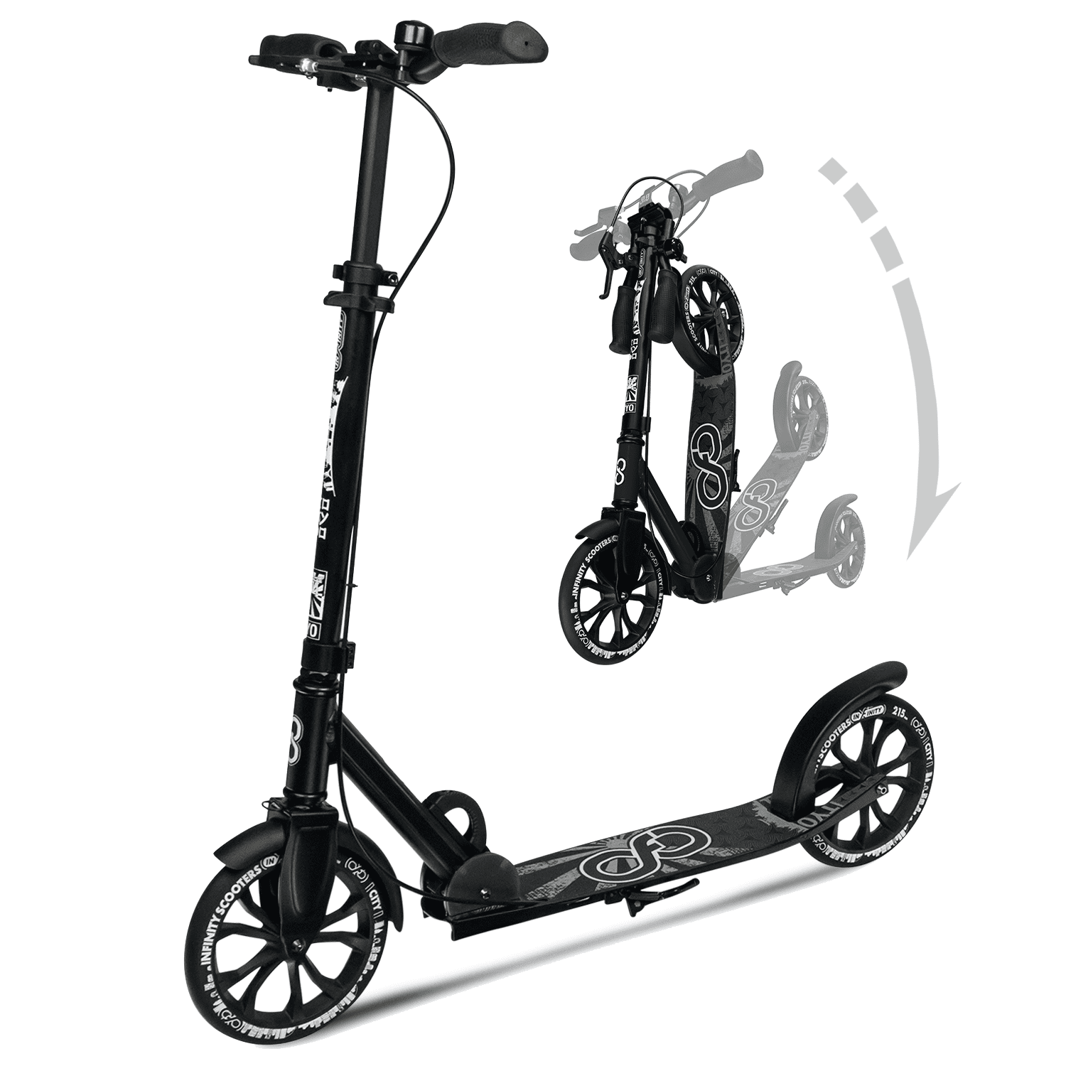 Adult City Push Kick Scooter with 180mm Big Wheels,Dual Suspension,Easy-Folding Adjustable Height Commuter Scooter,Supports 220lbs Weight 