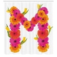 thumbnail image 3 of Ambesonne Letter M Shower Curtain, Gerbera Flowers Tulips, 69"Wx84"L, Hot Pink Orange Green, 3 of 3