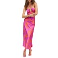 thumbnail image 1 of VISgogo Vestido sin mangas con cuello halter para mujer, atado con pliegues sin espalda Raya de cebra / Recorte con estampado de flores de una sola pieza VISgogo moda, 1 of 5