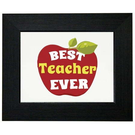 Trendy The Best Teacher Ever Red Apple Framed Print Poster Wall or Desk Mount