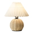 thumbnail image 1 of Chic Desk Light, Stable Ball Base Pleated Table Lamp With Long Service Life For Bedroom And Home Office Decor, Rocker ON/OFF Switch Rattan Metal Base Compact Lamp, 1 of 5