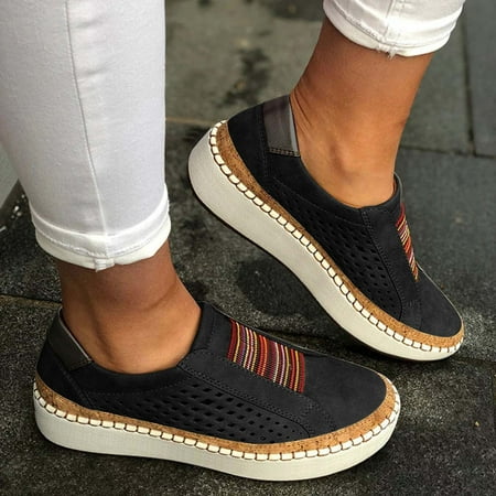 

LnjYIGJ Women s Sneakers Women s Fashion Casual Hollow-Out Round Toe Slip On Shoes Thick Bottom Sneakers