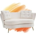 thumbnail image 3 of Holaki 64" Upholstered Fiber Loveseat Sofa with with Cushions and Golden Metal Legs, Home Upholstered Double Couch Livingroom Loveseat, White, 3 of 6