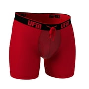 UFM Mens Bamboo/Spandex 6 inch Inseam Boxer Brief Featuring UFM's Exclusive Patented Adjustable Support Pouch, Regular Support, Red, 32-34 Waist