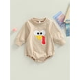 thumbnail image 4 of Douhoow 0-18M Baby Girl Boy Thanksgiving Romper Long Sleeve Turkey Print Jumpsuit Bodysuit, 4 of 7
