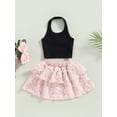 thumbnail image 2 of Toddler Girl 2PCS Summer Skirt Outfits Kids Sleeveless Halter Tank Tops Flower Skirts Set, 2 of 7