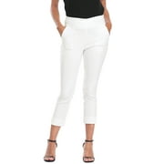 HDE Pull On Capri Pants For Women with Pockets Elastic Waist Cropped Pants White - M