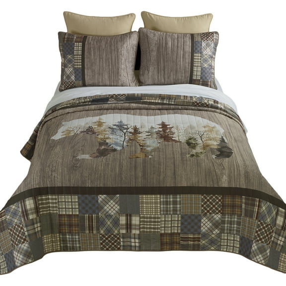 Donna Sharp Chimera Bear Queen 3PC Polyester Lodge Quilt Set