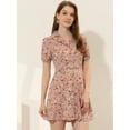 thumbnail image 2 of INSPIRE CHIC Robe Trapèze Vintage à Fleurs pour Femme à Manches Courtes Boutonnée Rose Poudré S, 2 of 5