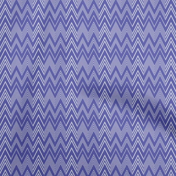 oneOone Viscose Chiffon Medium Blue Fabric Chevron Dress Material Fabric Print Fabric By The Yard 42 Inch Wide