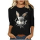 thumbnail image 2 of Xuyuer Ladies' Easter Print Round Neck Three Quarter Sleeve 3/4 Sleeve T-shirt Loose Tops Casual Loose Fit Crewneck T Shirts Tunic Tops, 2 of 5