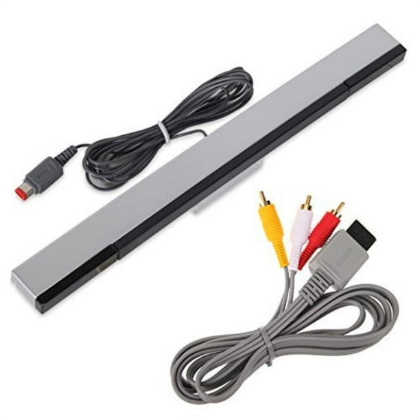 wired infrared ir ray motion sensor bar and av composite cable wii u